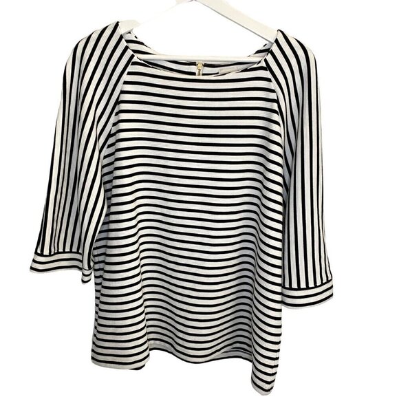 Chico's‎ Black & White Striped Pullover Top Sz  2/M Beachy Coastal Nautical - Picture 1 of 10